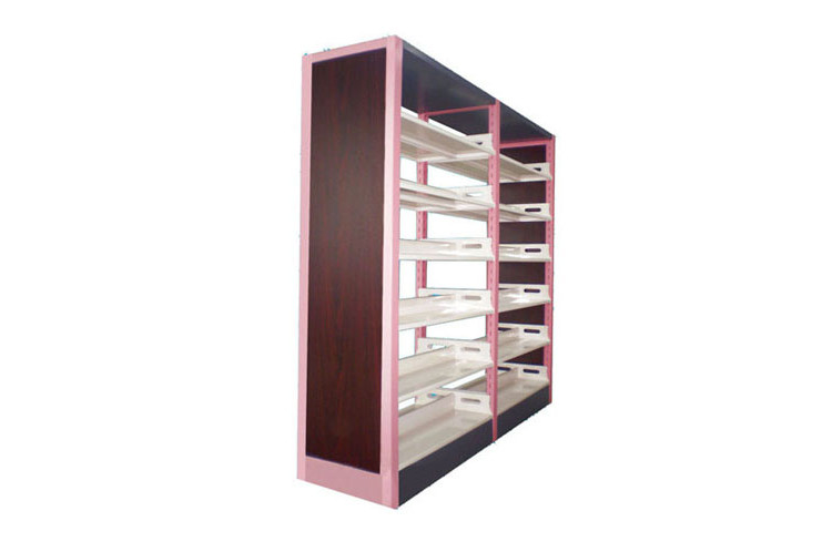 雙柱雙面鋼包木書架